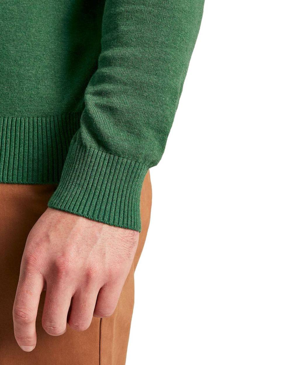 Dark Green Coloured Joules Hillside Quarter Zip Knit Jumper On A White Background