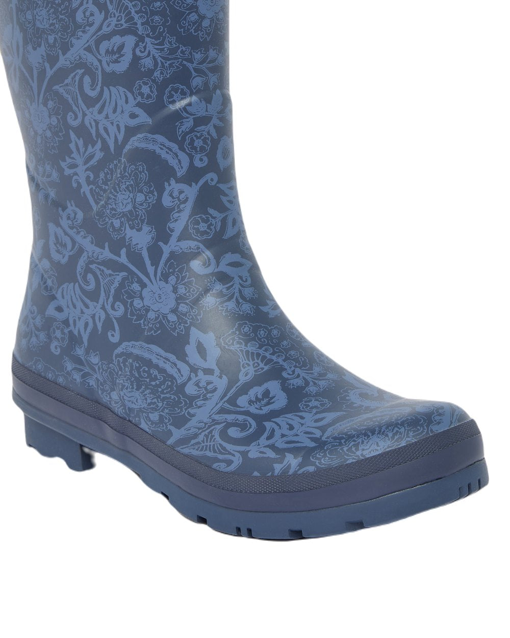 Navy Coloured Joules Print Adjustable Tall Wellies On A White Background
