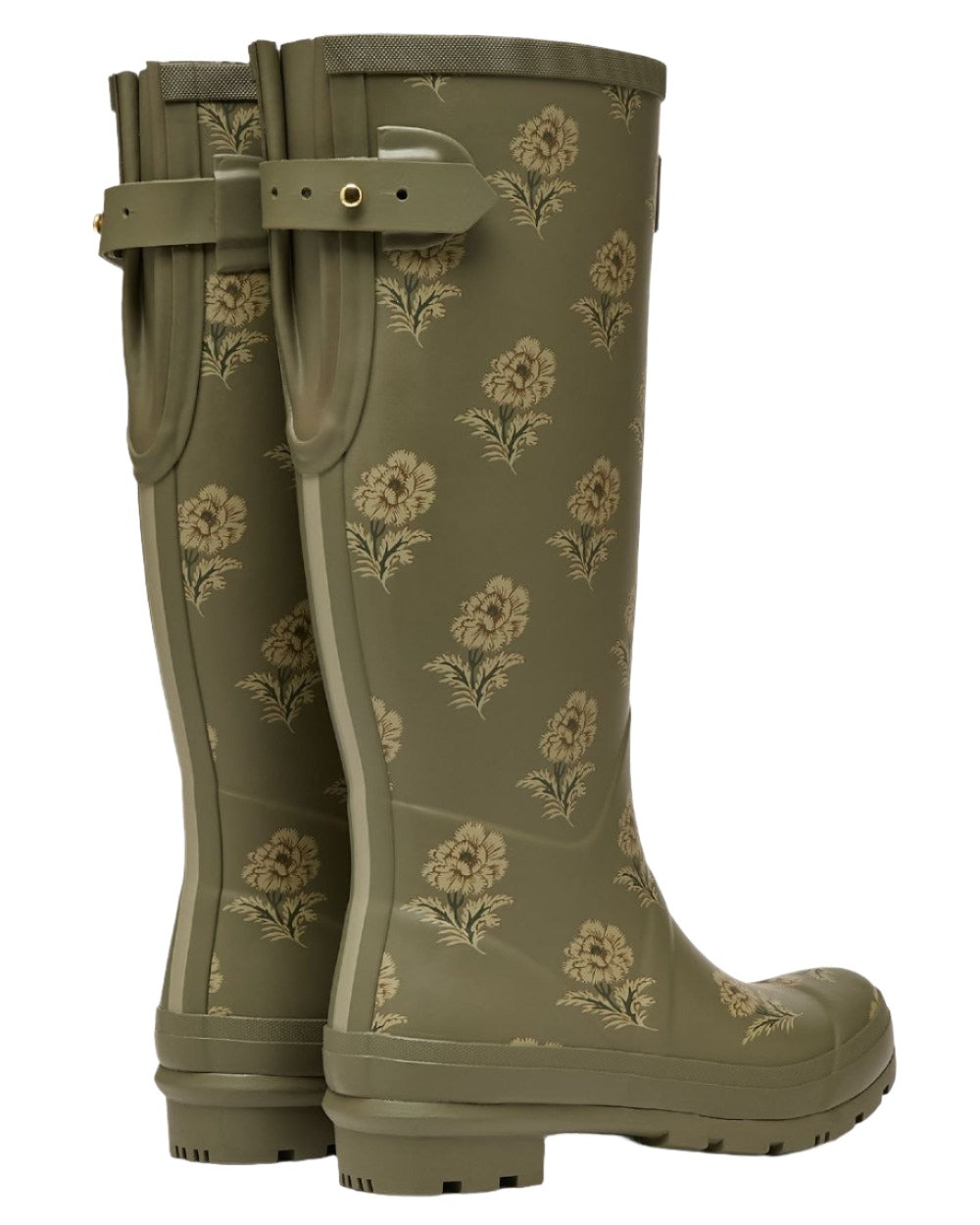 Green Floral Coloured Joules Printed Wellies On A White Background