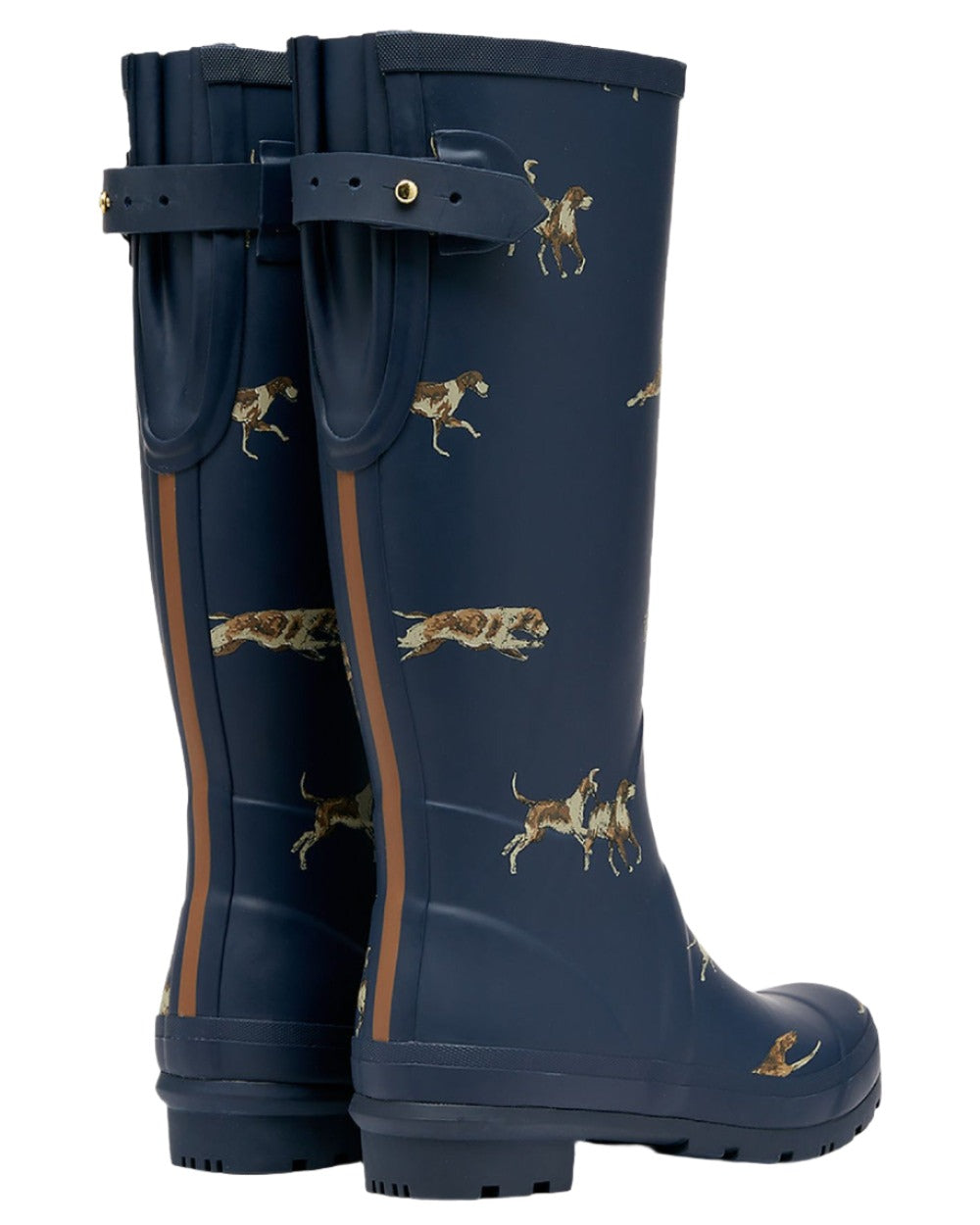 Navy Blue Dog Print Coloured Joules Printed Wellies On A White Background