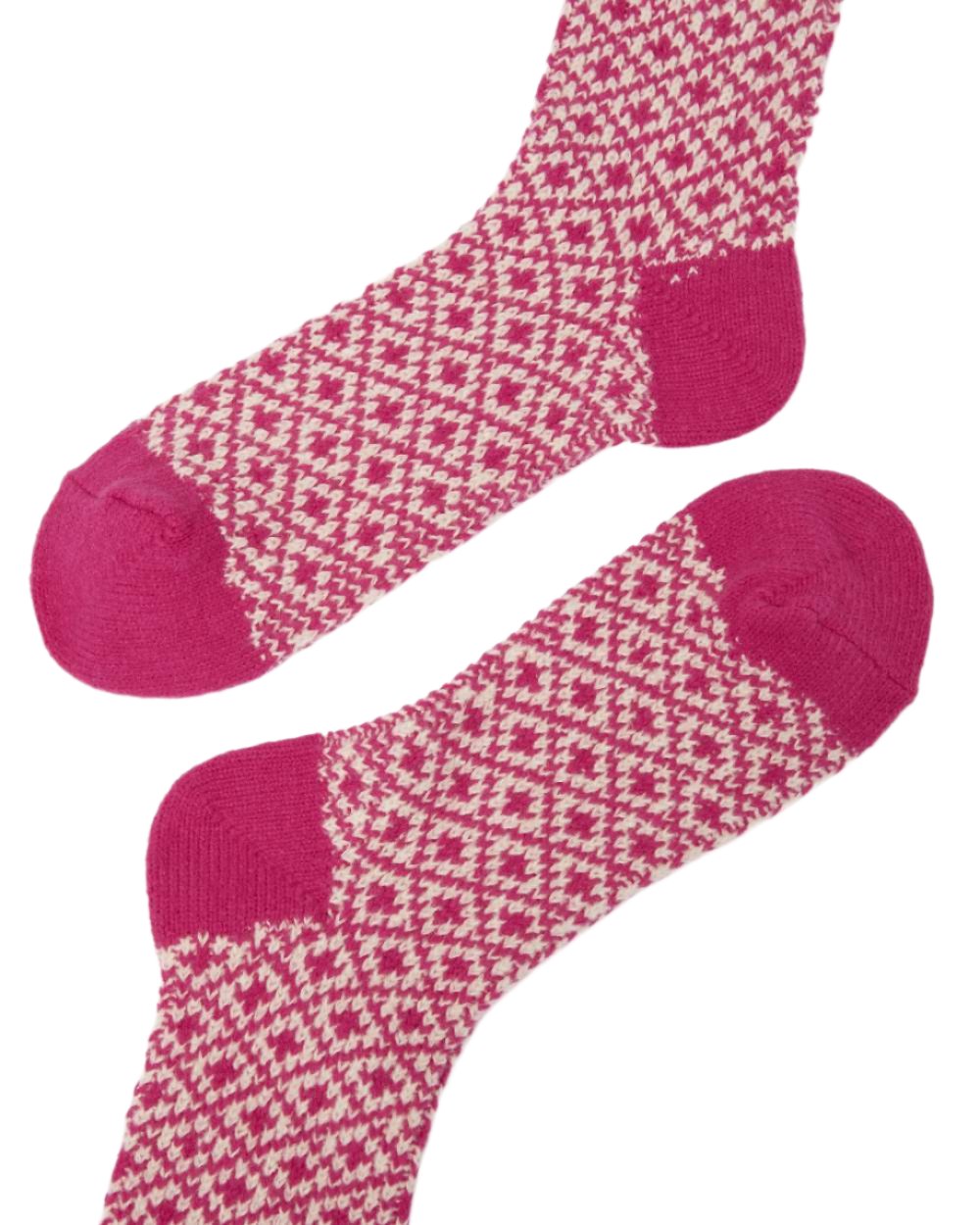Berry Coloured Joules Toasty Soft Geometric Socks On A White Background