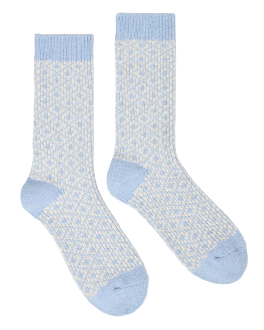 Blue Coloured Joules Toasty Soft Geometric Socks On A White Background