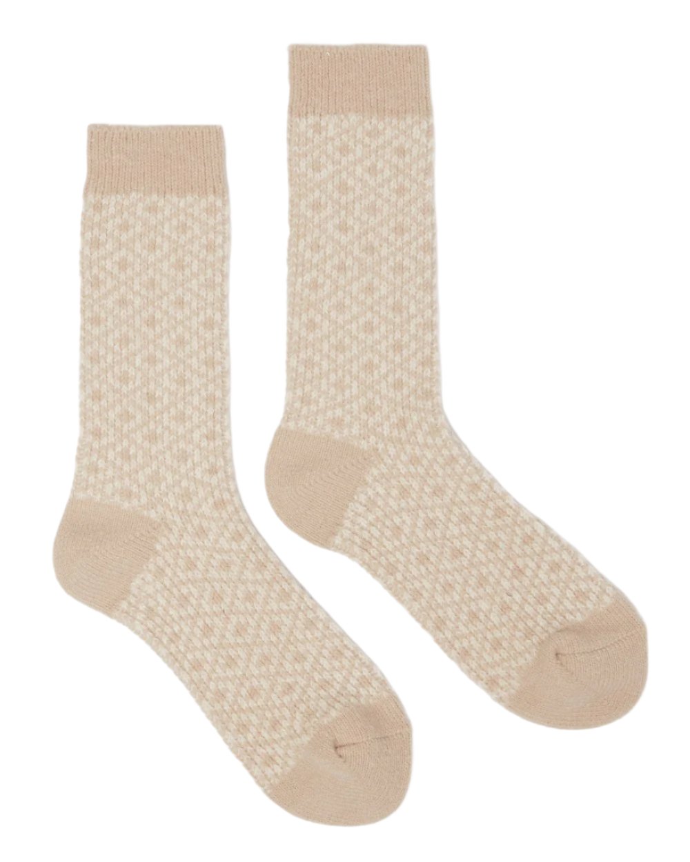 Oat Coloured Joules Toasty Soft Geometric Socks On A White Background
