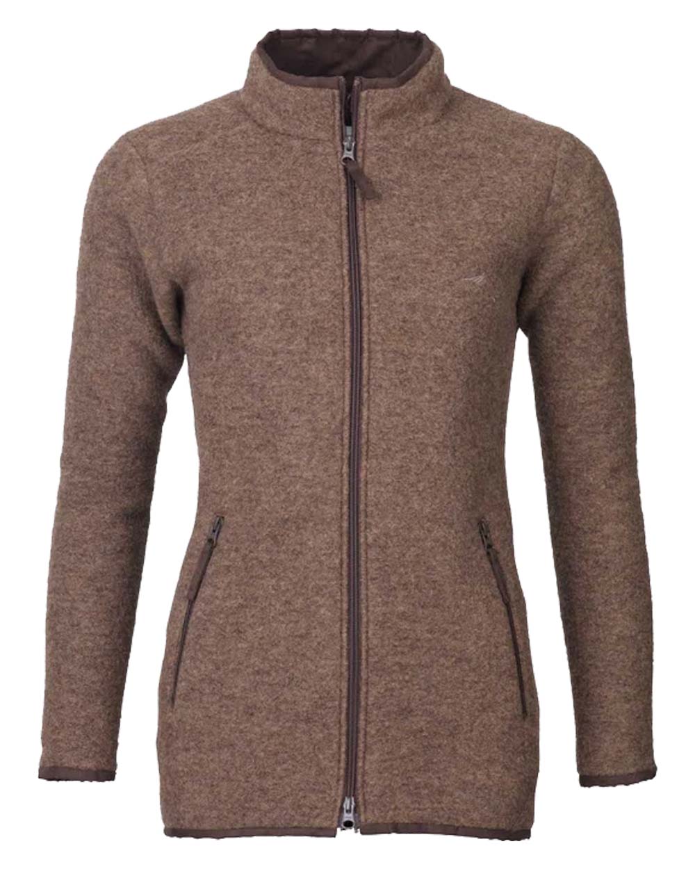 Camel coloured Cheviot Womens Felted Wool Fleece Jacket on White background