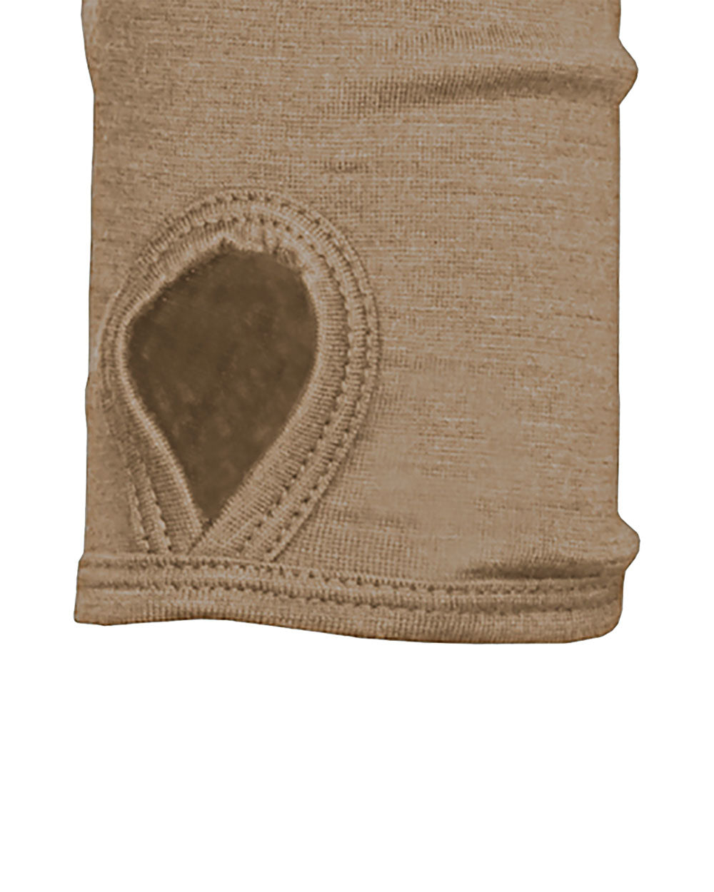 Sand coloured Laksen Shiell Ladies Long Sleeve T-Shirt Feature Close up on White background