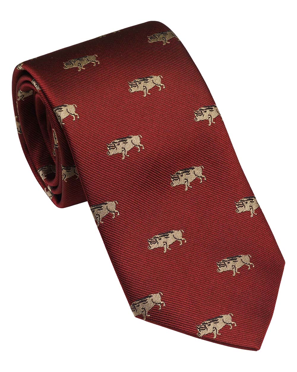 Vintage Red coloured Laksen Wild Boar Tie on White background 