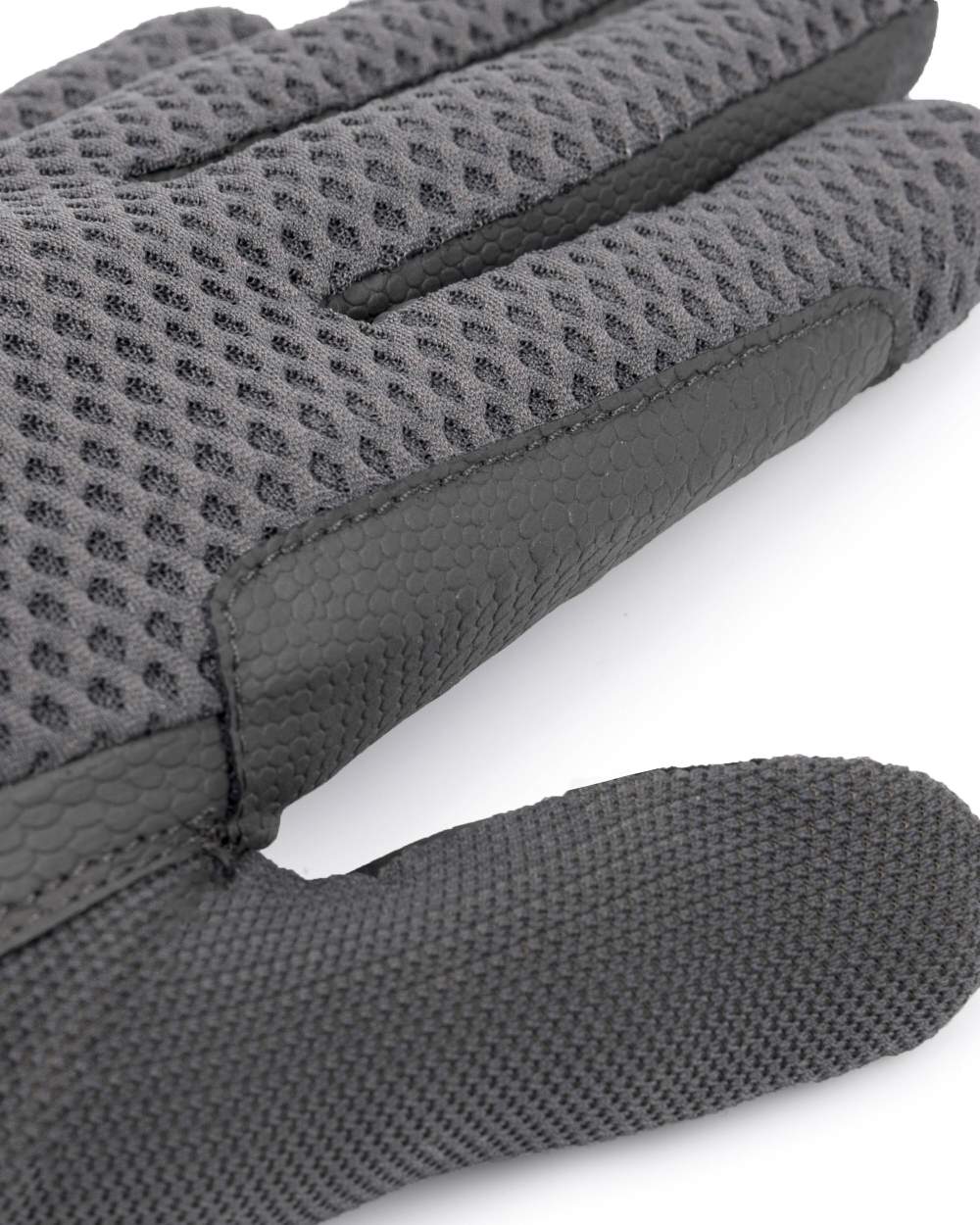 Grey coloured LeMieux 3D Mesh Riding Gloves on white background