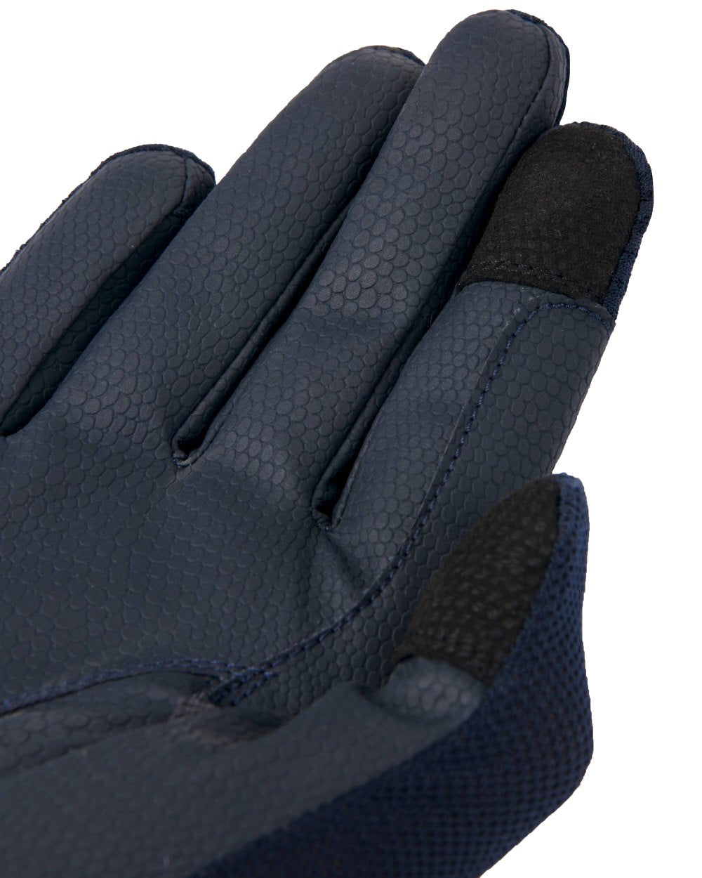 Navy coloured LeMieux 3D Mesh Riding Gloves on white background