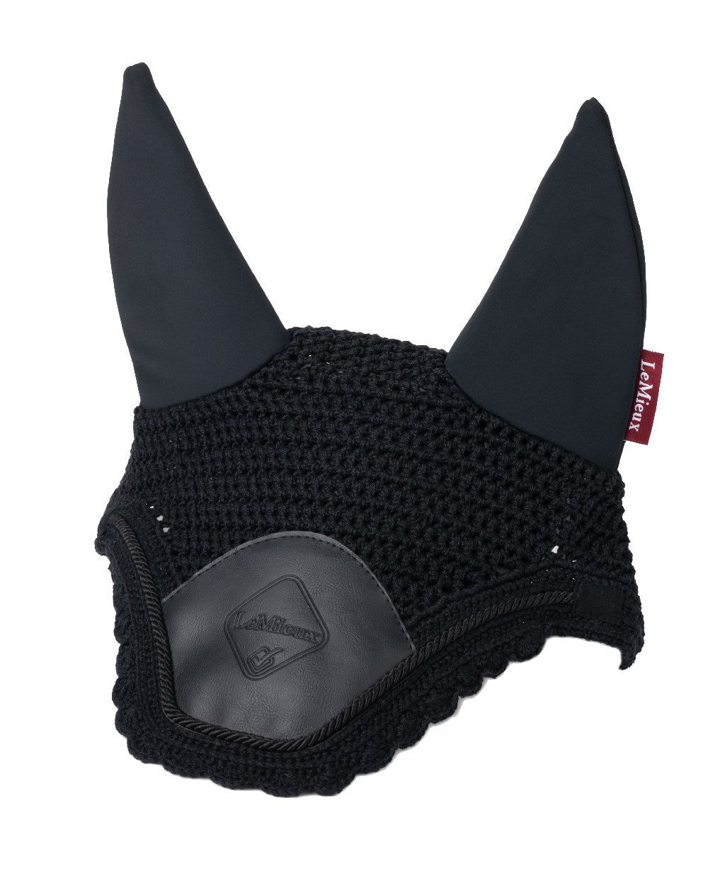 Black coloured LeMieux Acoustic Pro Fly Hood on white background