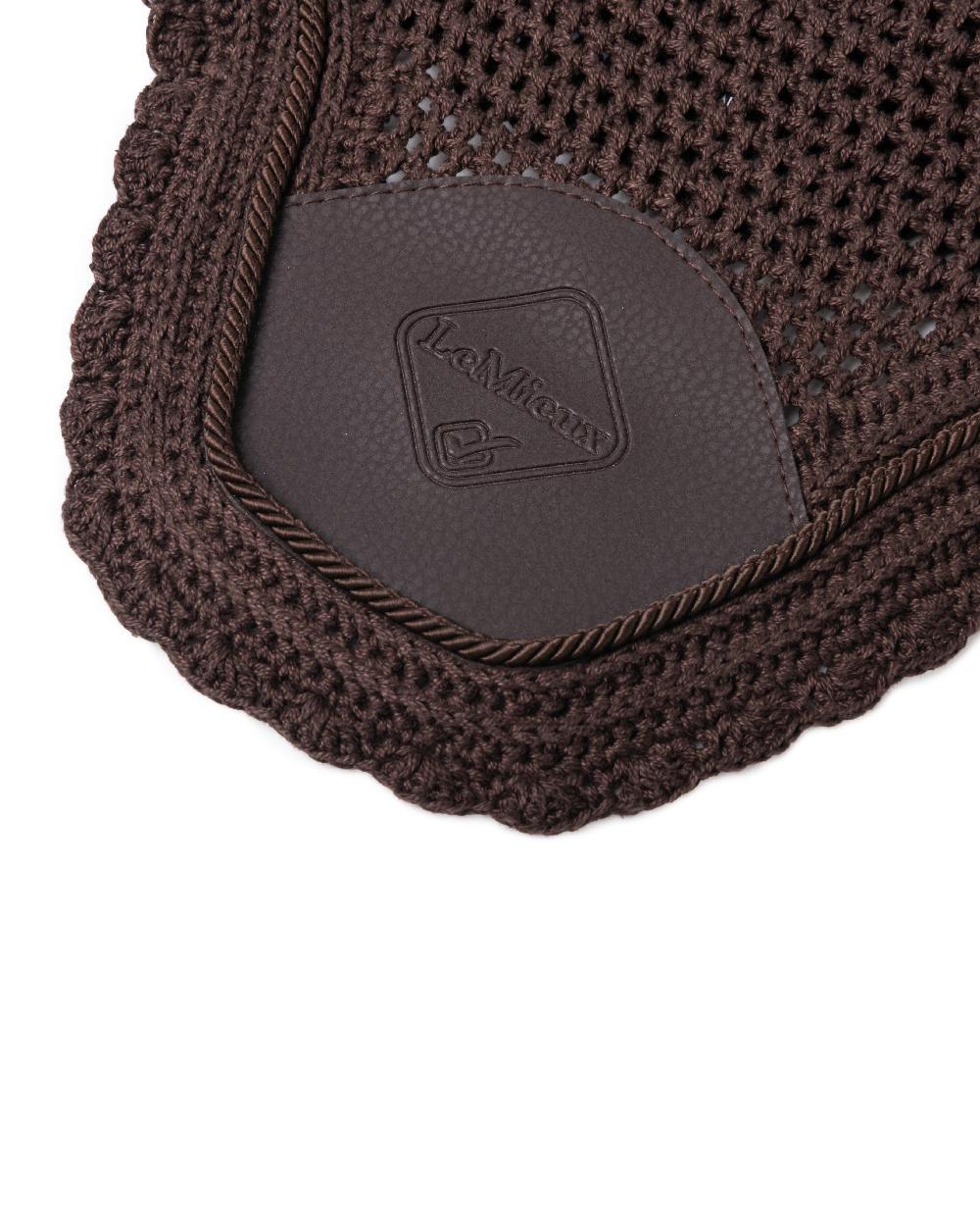 Brown coloured LeMieux Acoustic Pro Fly Hood on white background