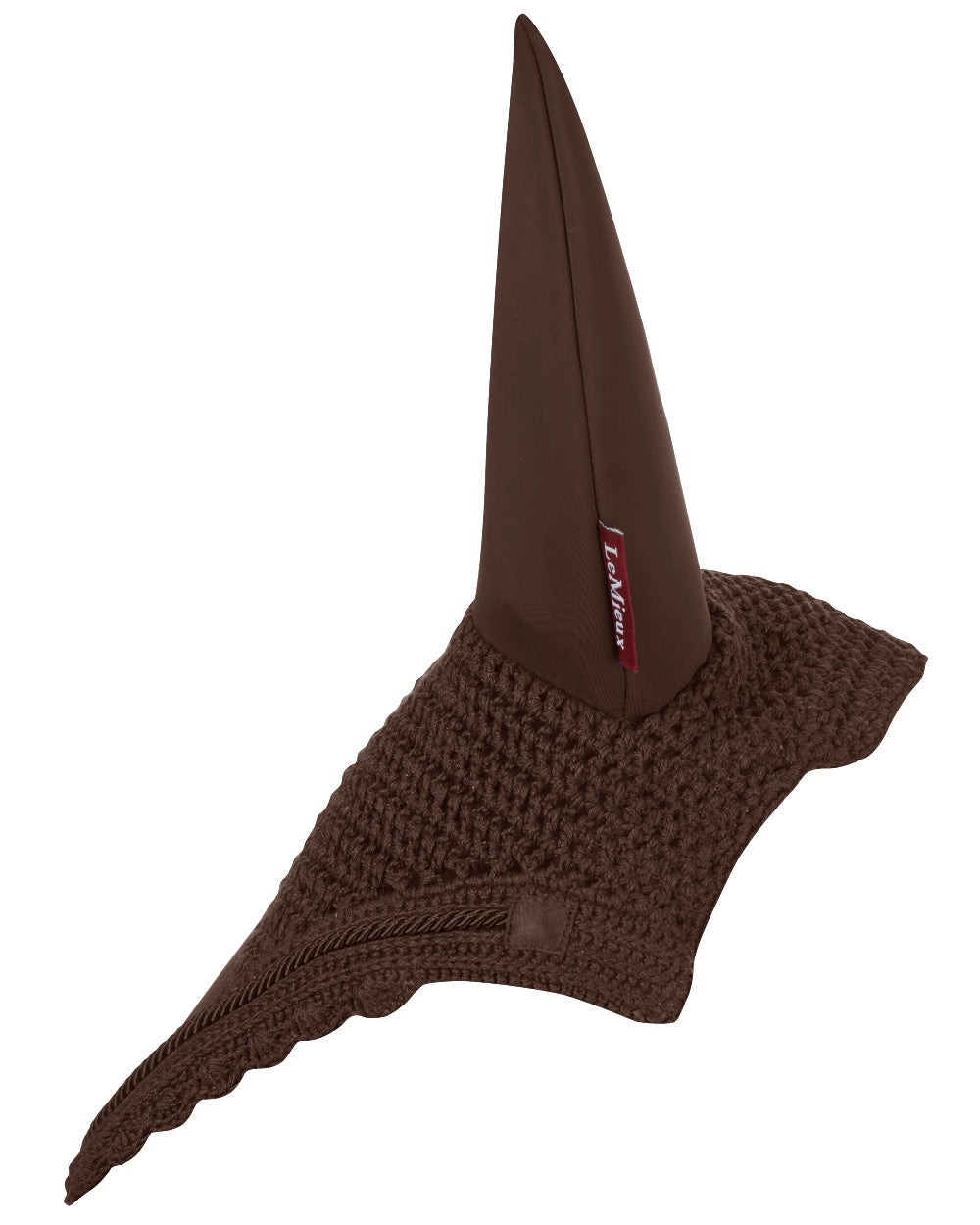 Brown coloured LeMieux Acoustic Pro Fly Hood on white background