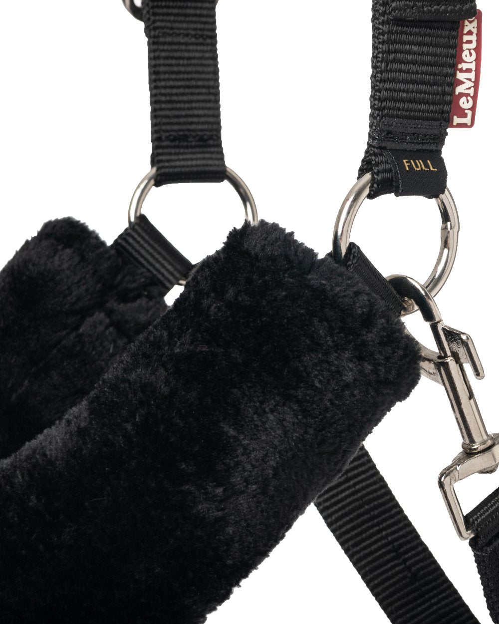 Black coloured LeMieux Comfort Headcollar on white background