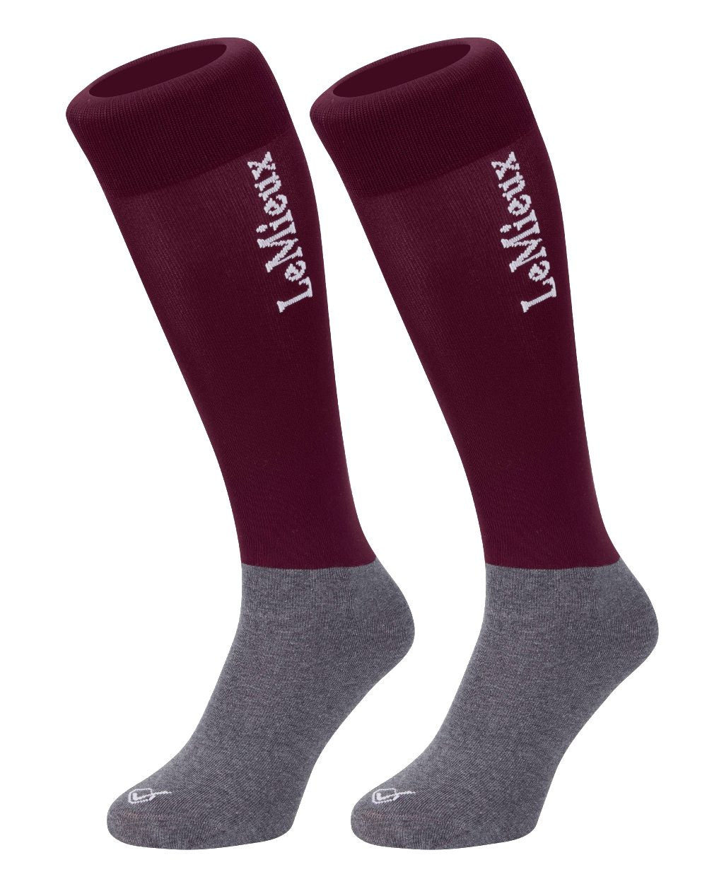 Burgundy coloured LeMieux Competition Socks (Twin Pack) on white background 