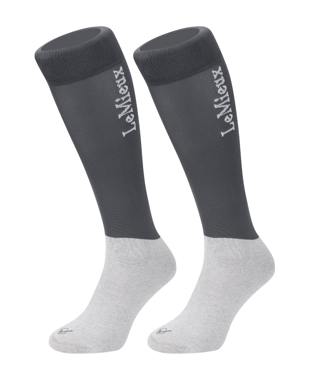 Grey coloured LeMieux Competition Socks (Twin Pack) on white background 
