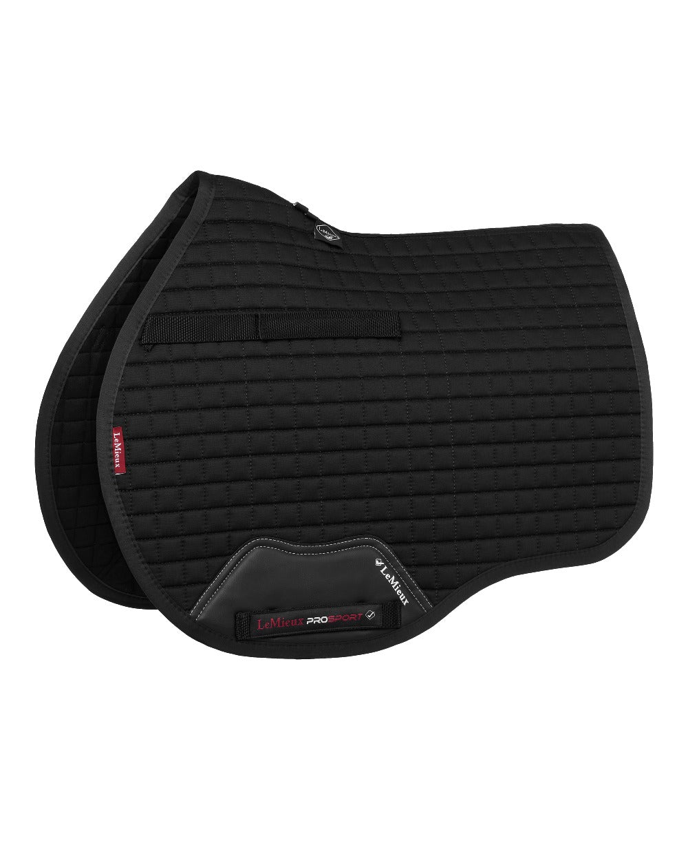 Black coloured LeMieux Cotton GP Squares on white background