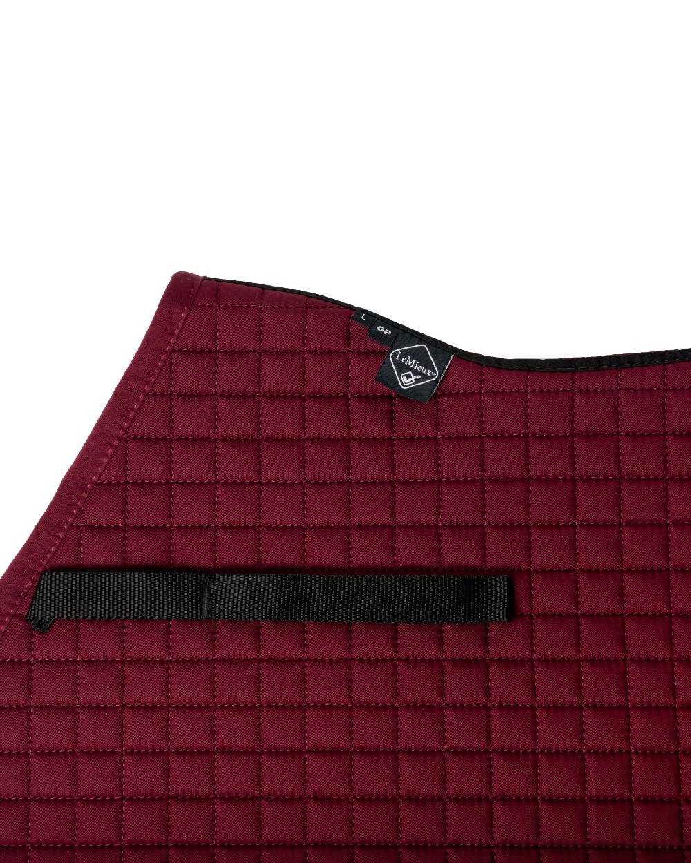 Burgundy coloured LeMieux Cotton GP Squares on white background