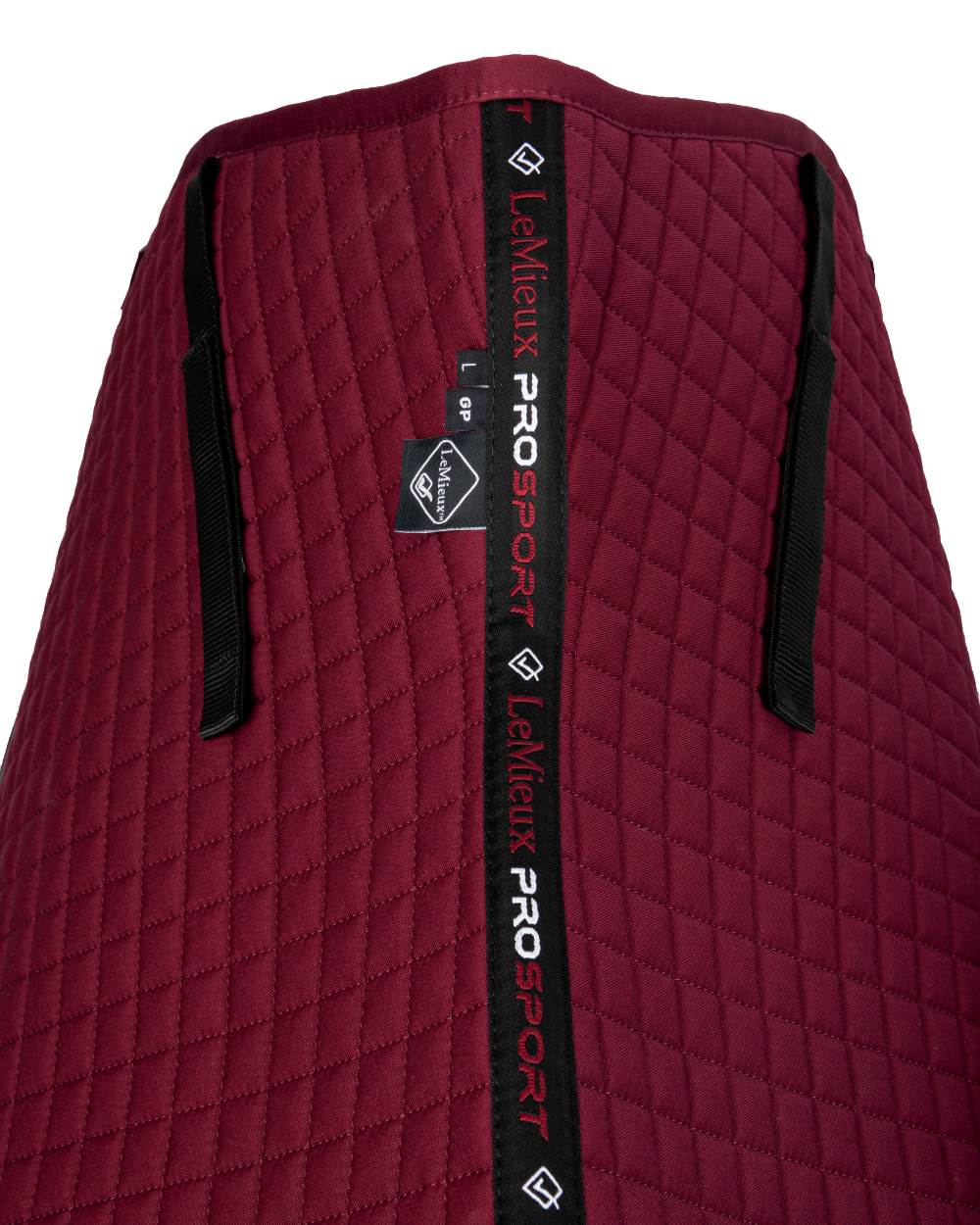 Burgundy coloured LeMieux Cotton GP Squares on white background