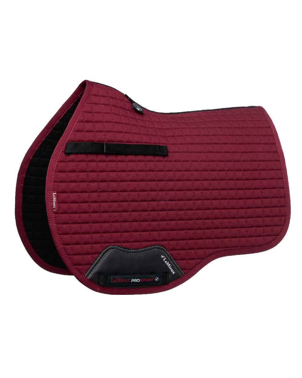 Burgundy coloured LeMieux Cotton GP Squares on white background