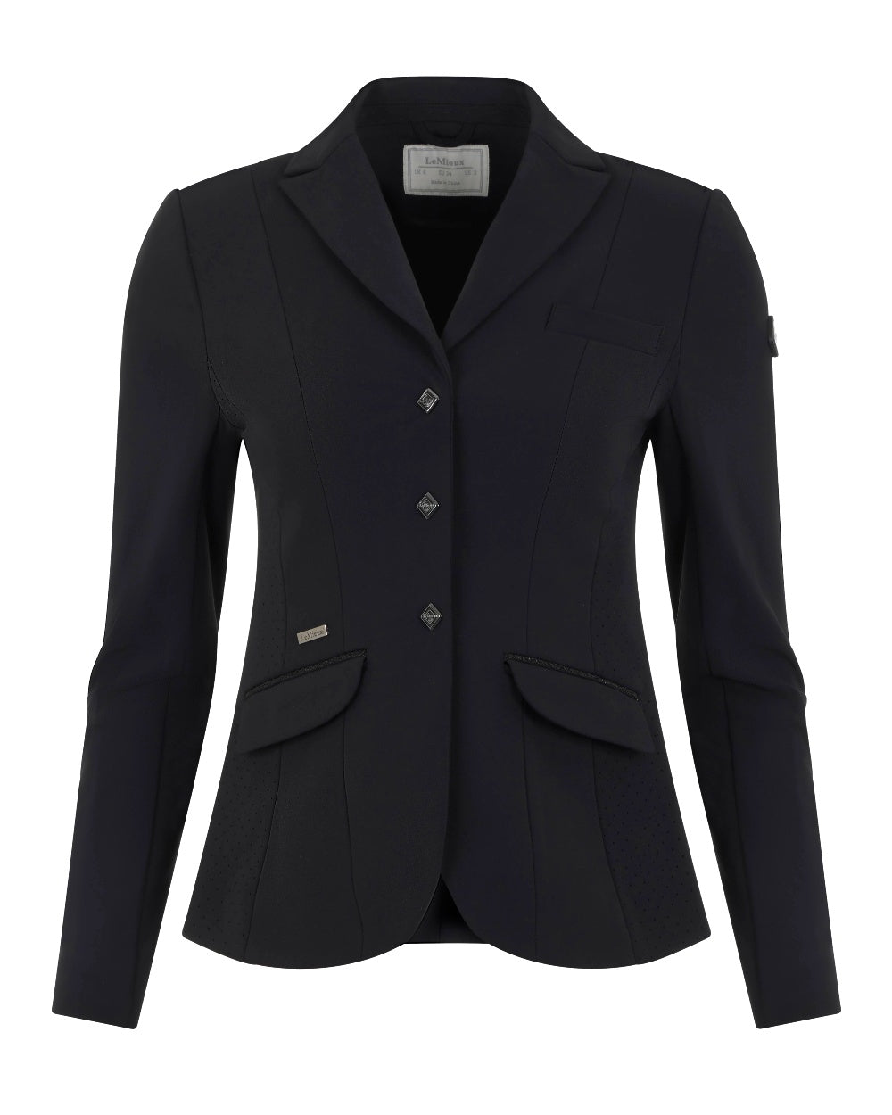 Black coloured LeMieux Dynamique Show Jacket on white background