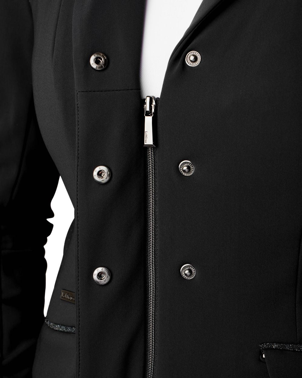 Black coloured LeMieux Dynamique Show Jacket on white background