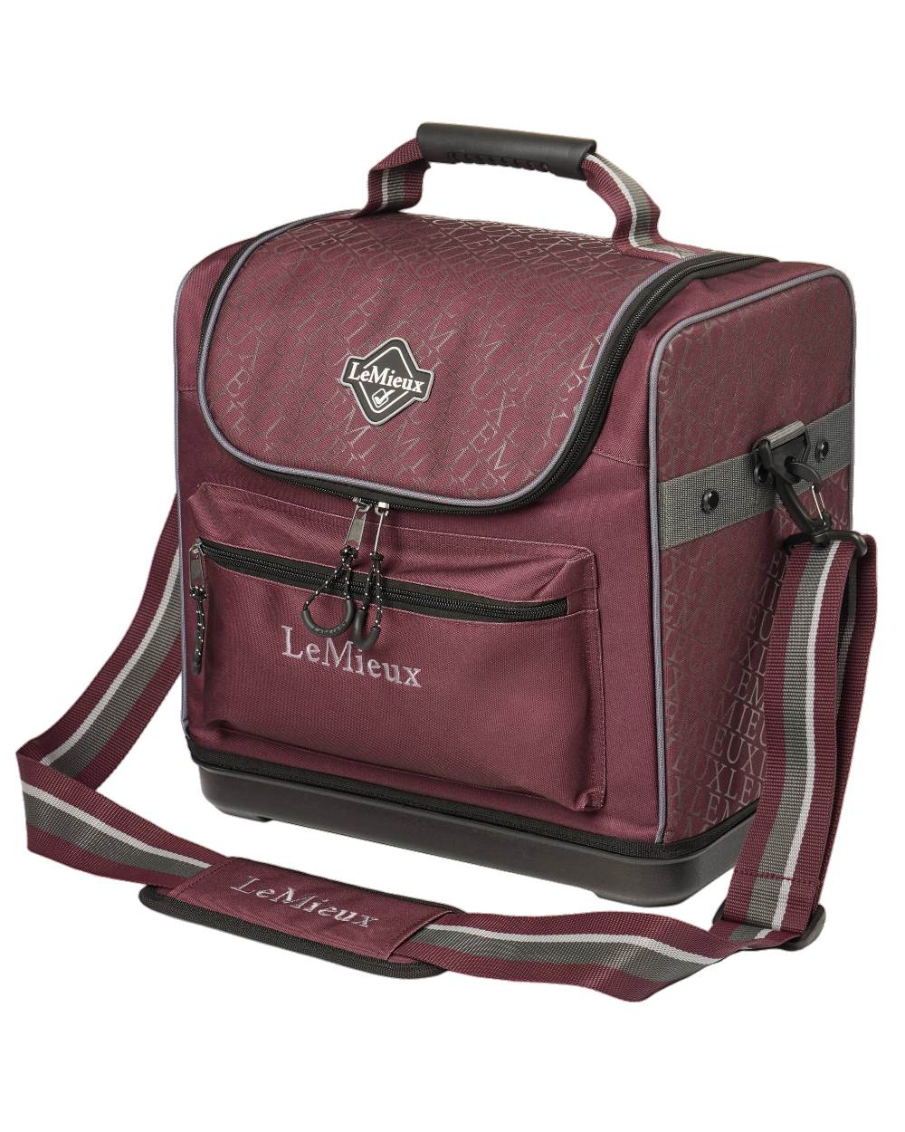 Burgundy coloured LeMieux Elite Pro Grooming Bag on white background