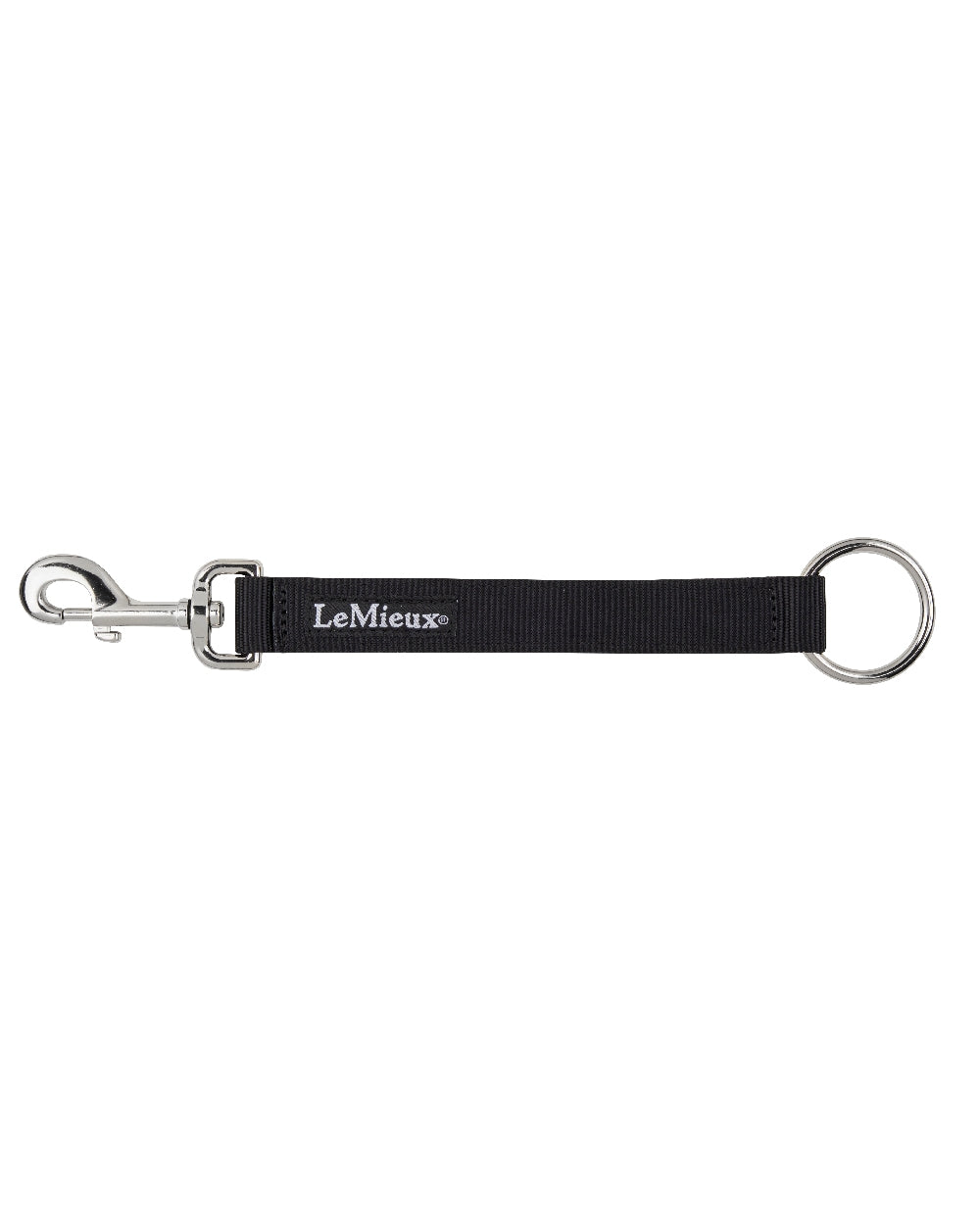 Black coloured LeMieux Hook and Loop Strap on white background 