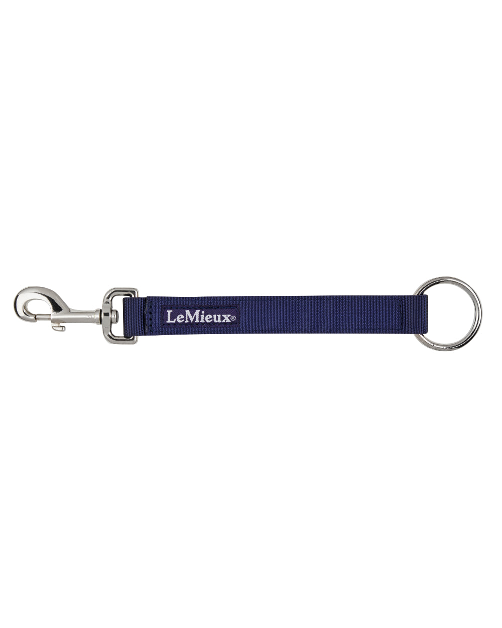 Navy coloured LeMieux Hook and Loop Strap on white background 