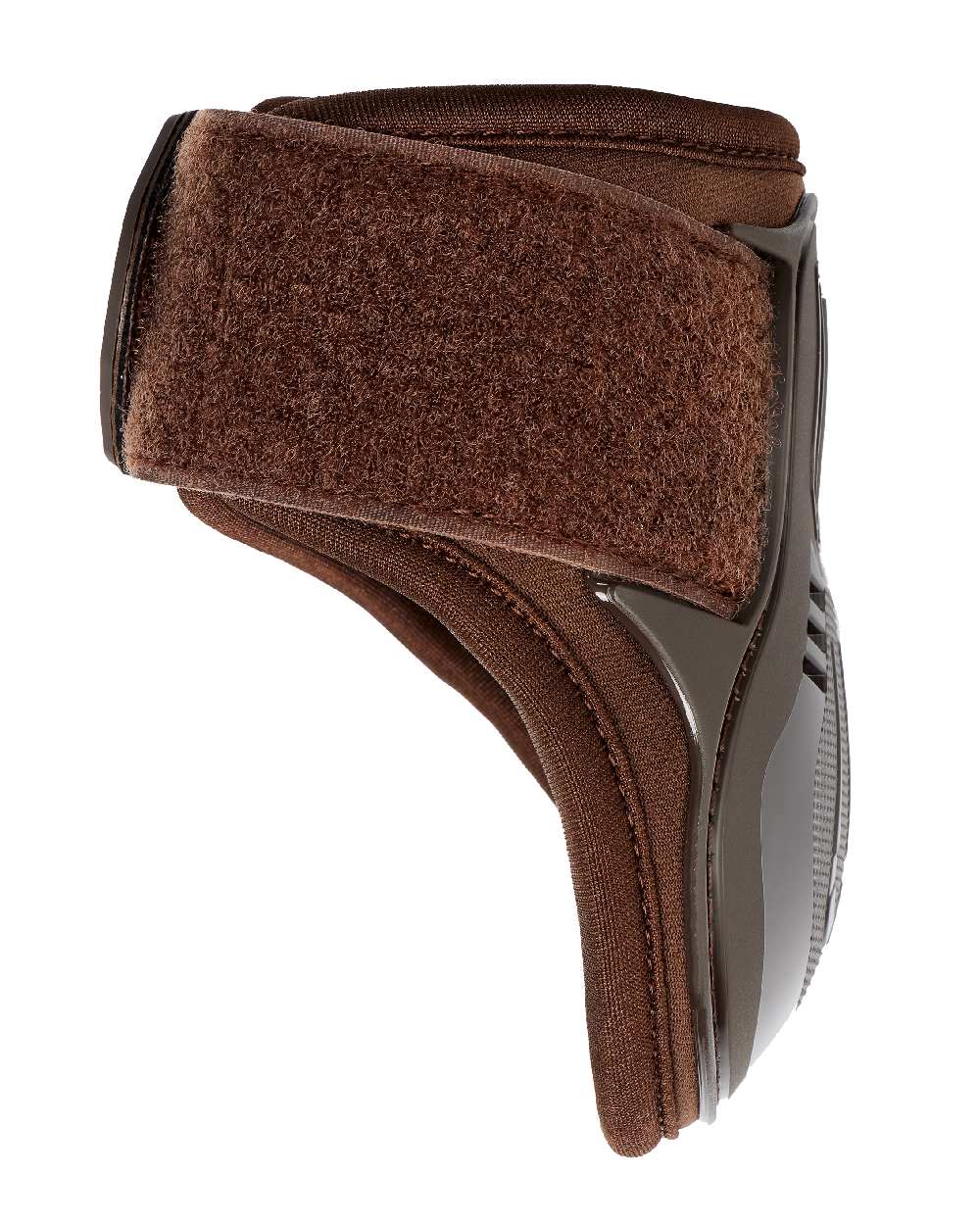 Brown coloured LeMieux Impact Compliant Fetlock Boots on white background