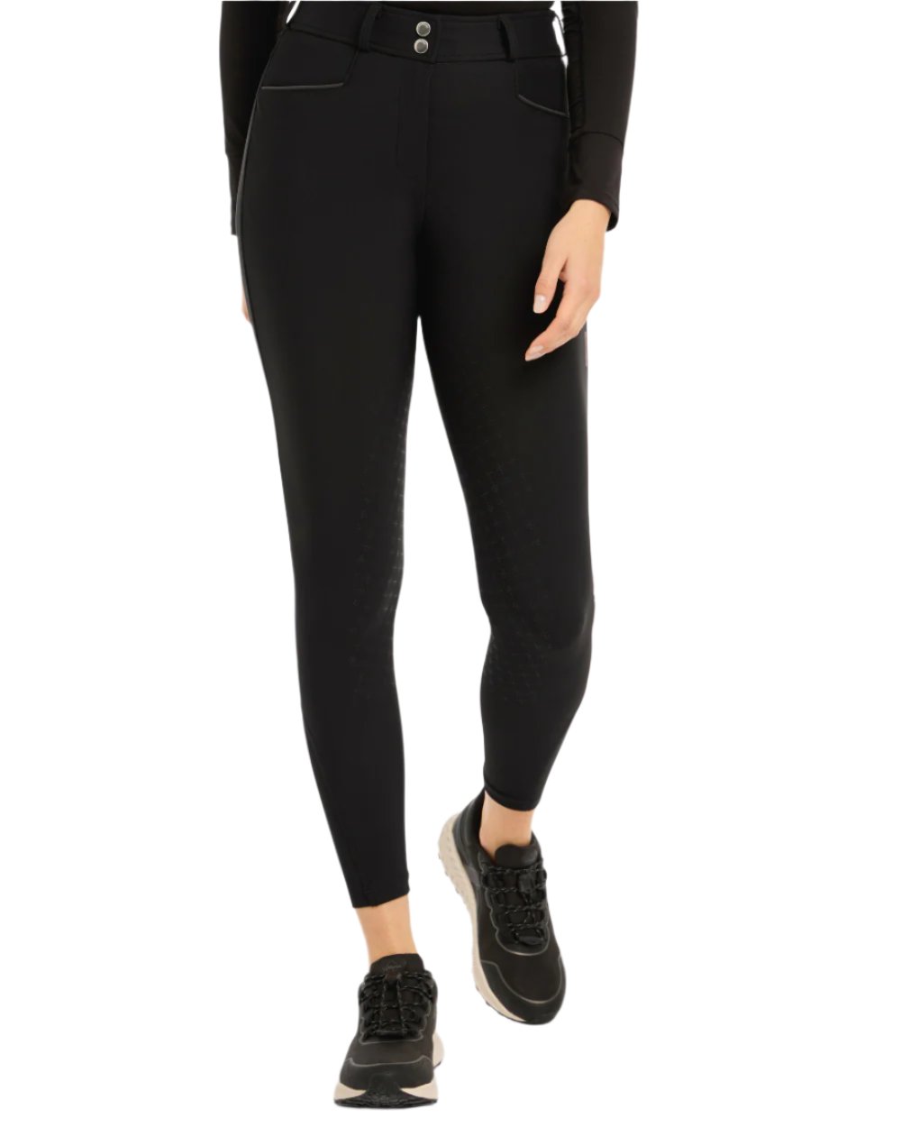 Black Coloured LeMieux Isabelle Full Seat Breeches On A White Background