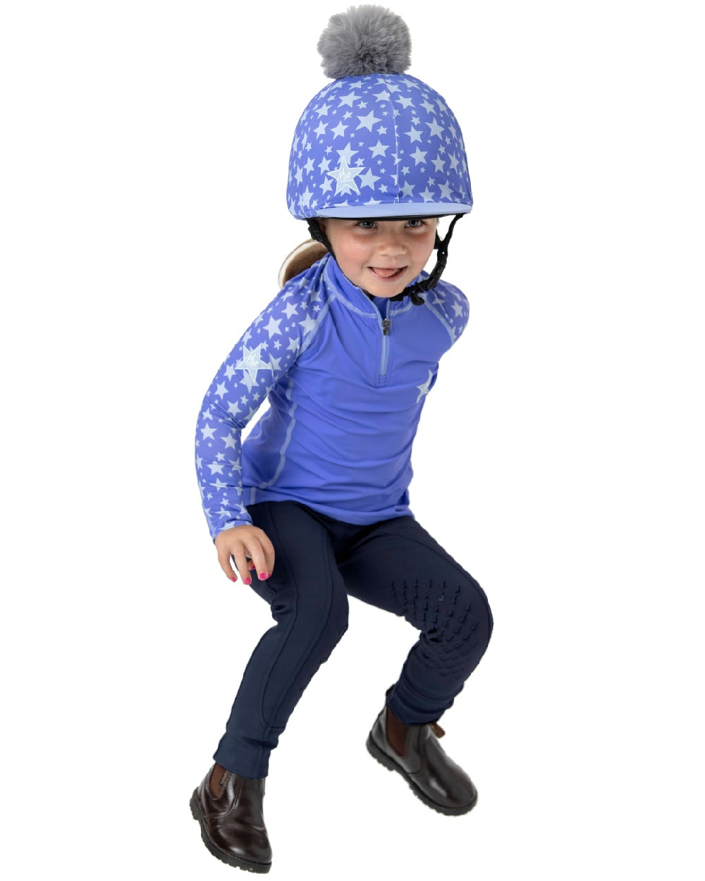 Navy coloured LeMieux Junior Pro Breeches on white background