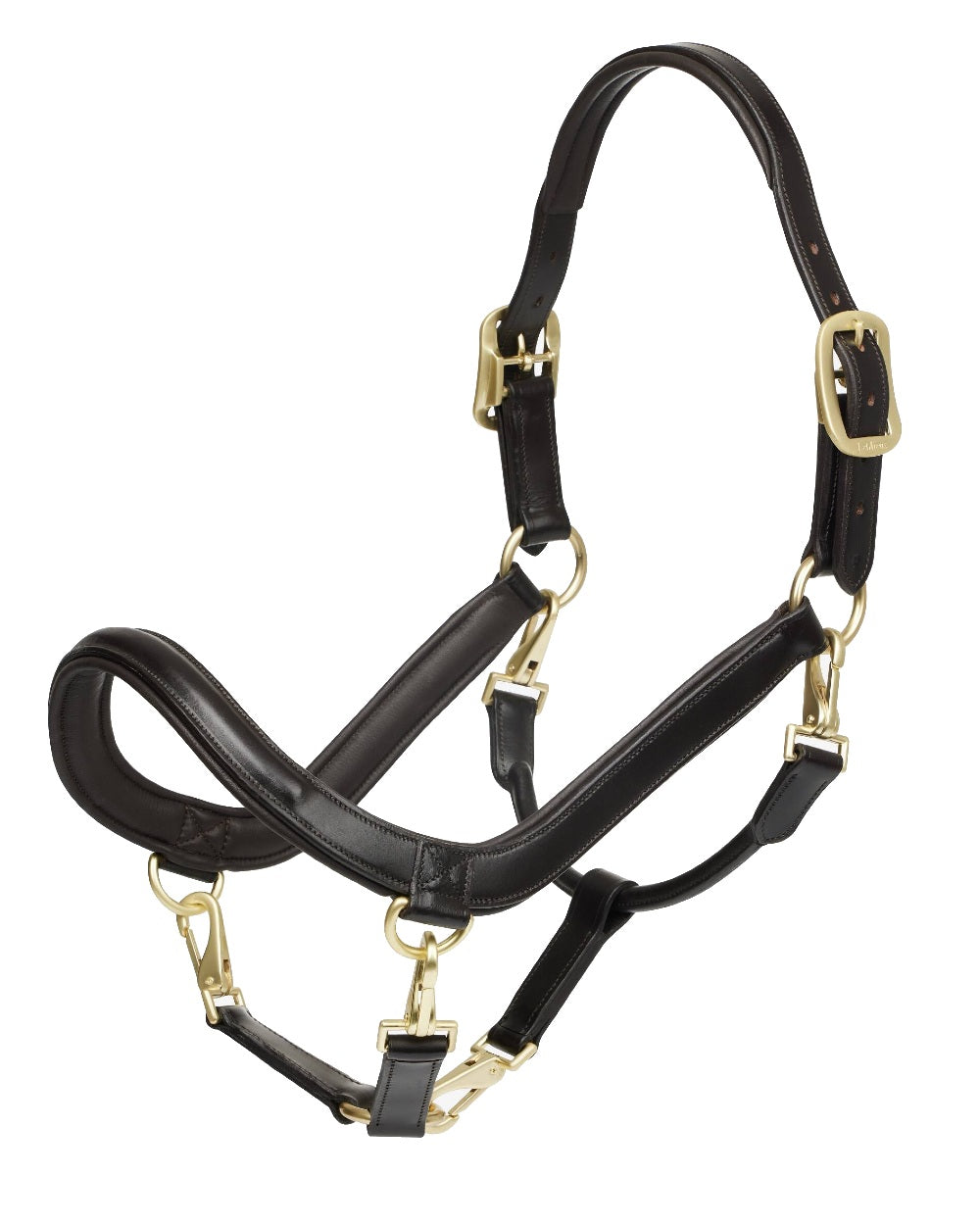 Brown coloured LeMieux Leather Grooming Headcollar on white background