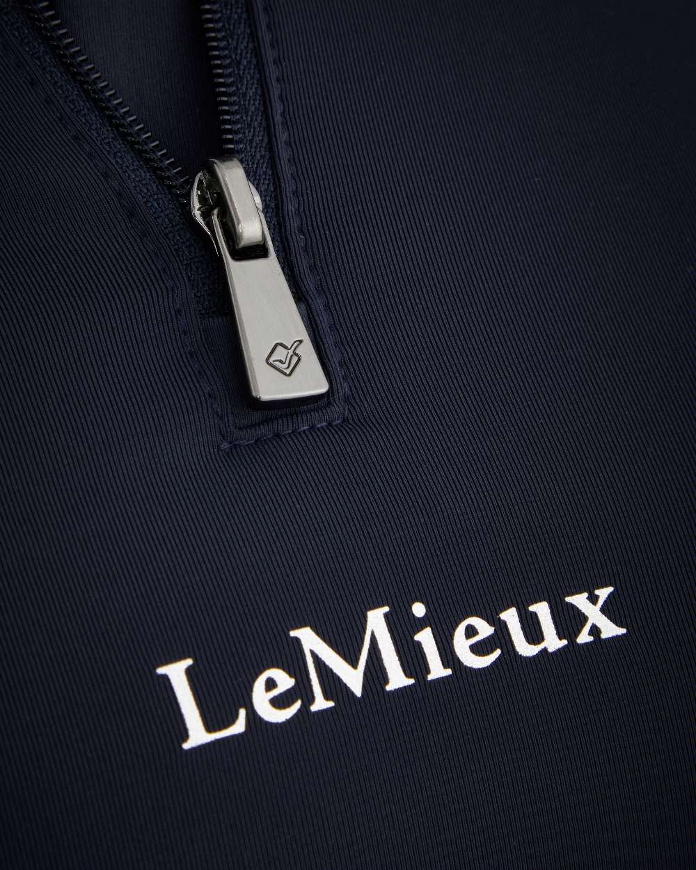 Navy coloured LeMieux Mia Mesh Long Sleeve Base Layer on white background