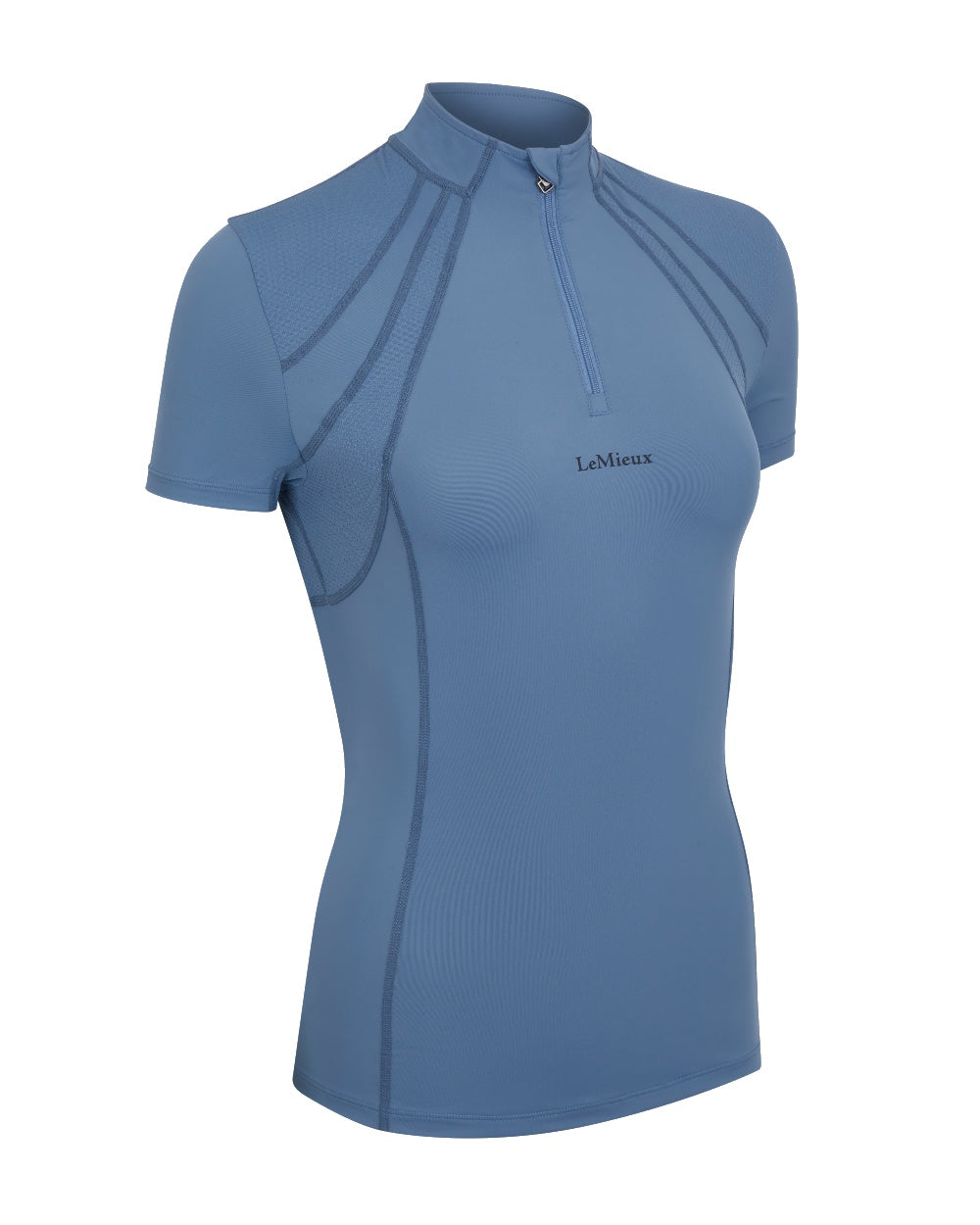 Ice Blue coloured LeMieux Mia Mesh Short Sleeve Base Layer on white background