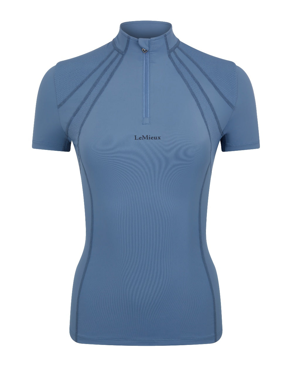 Ice Blue coloured LeMieux Mia Mesh Short Sleeve Base Layer on white background