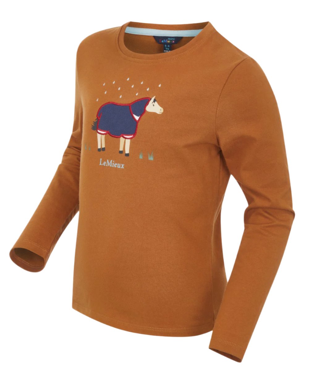 Ginger Coloured LeMieux Mini Jessie Long Sleeve Top On A White Background