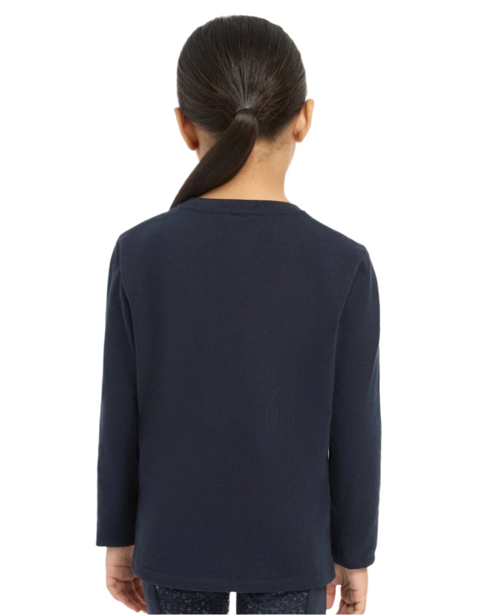 Navy Coloured LeMieux Mini Jessie Long Sleeve Top On A White Background
