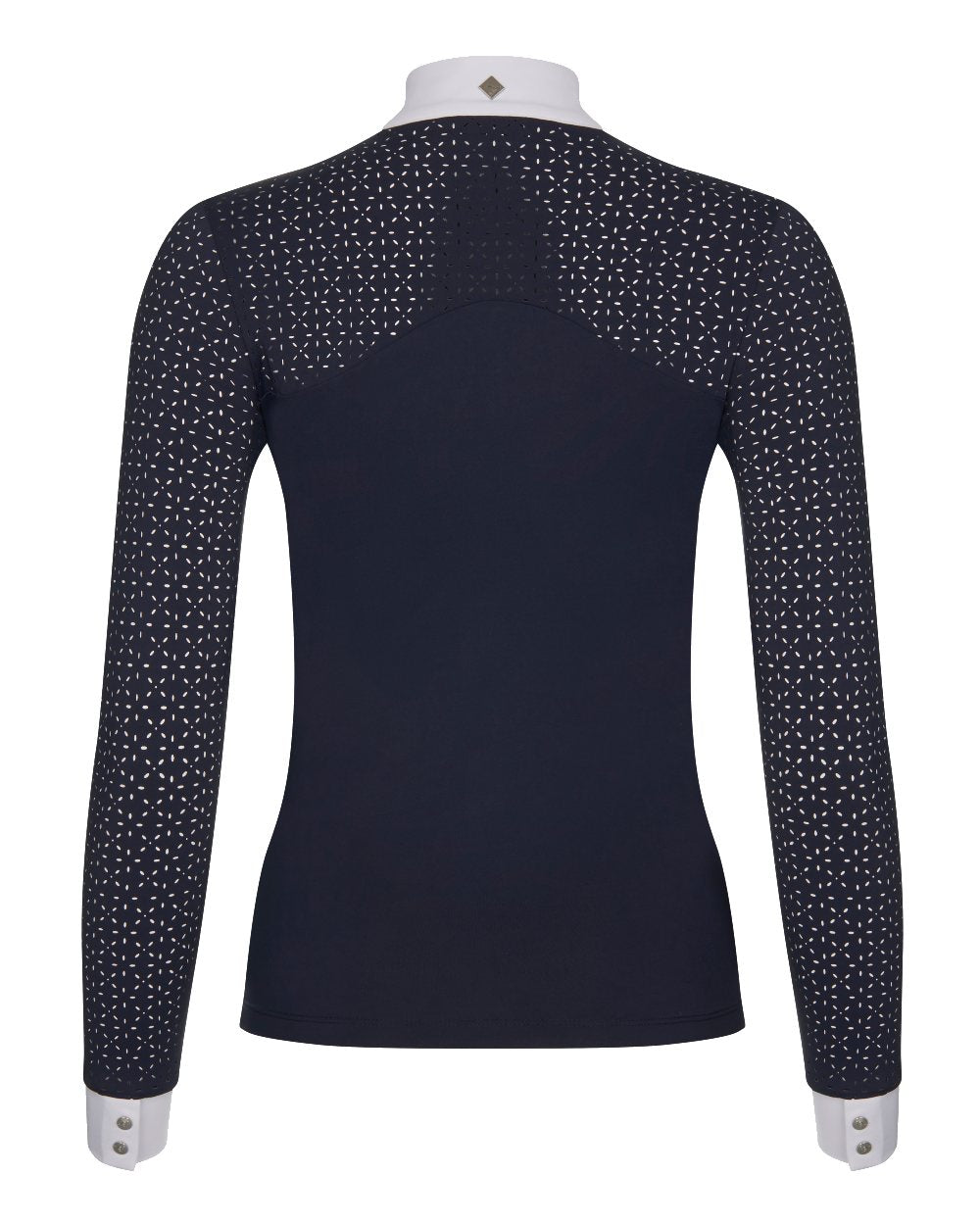 Navy coloured LeMieux Olivia Long Sleeve Show Shirts on white background