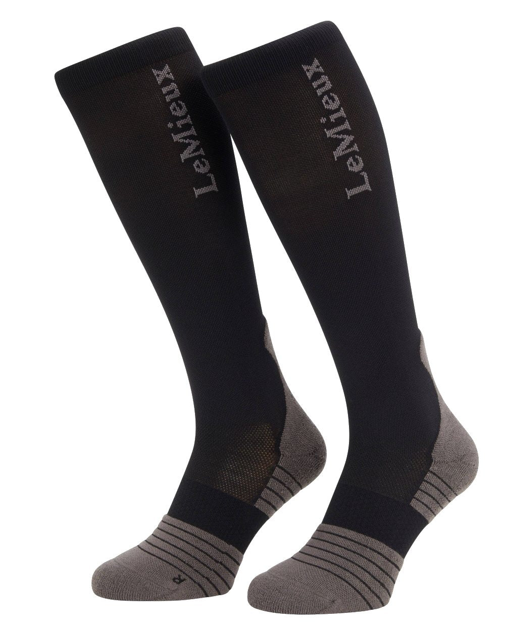 Black coloured LeMieux Performance Socks on white background 