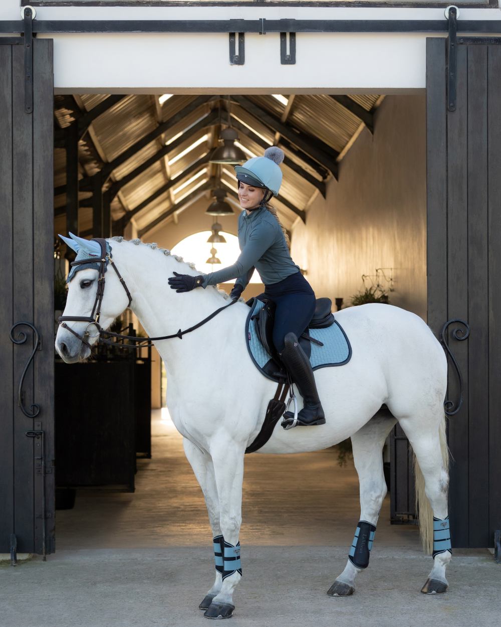 Glacier Coloured LeMieux Pippa Hat Silk On A Stable Background