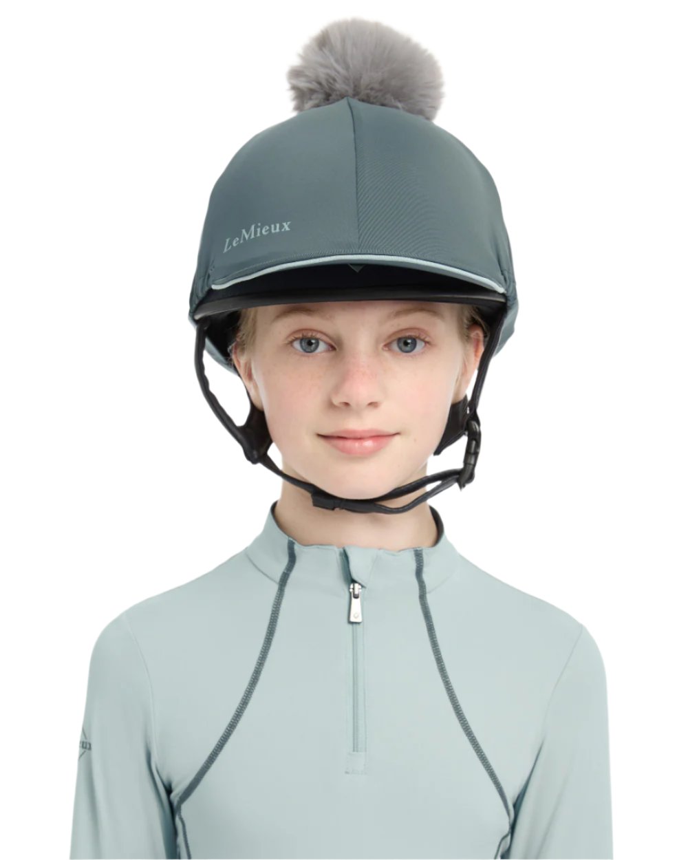 Petrol Coloured LeMieux Pippa Hat Silk On A White Background