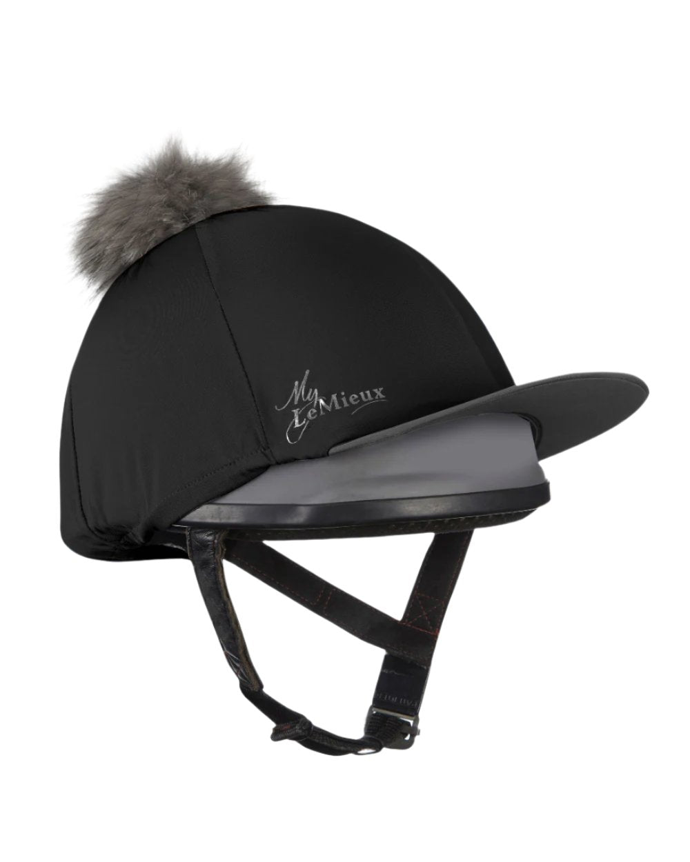Black Coloured LeMieux Pom Hat Silk On A White Background