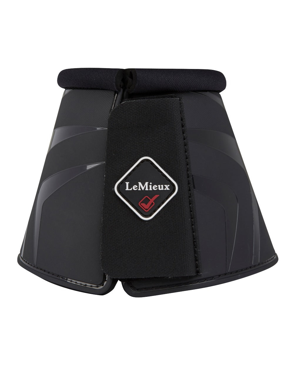 Black coloured LeMieux ProShell Over Reach Boots on white background