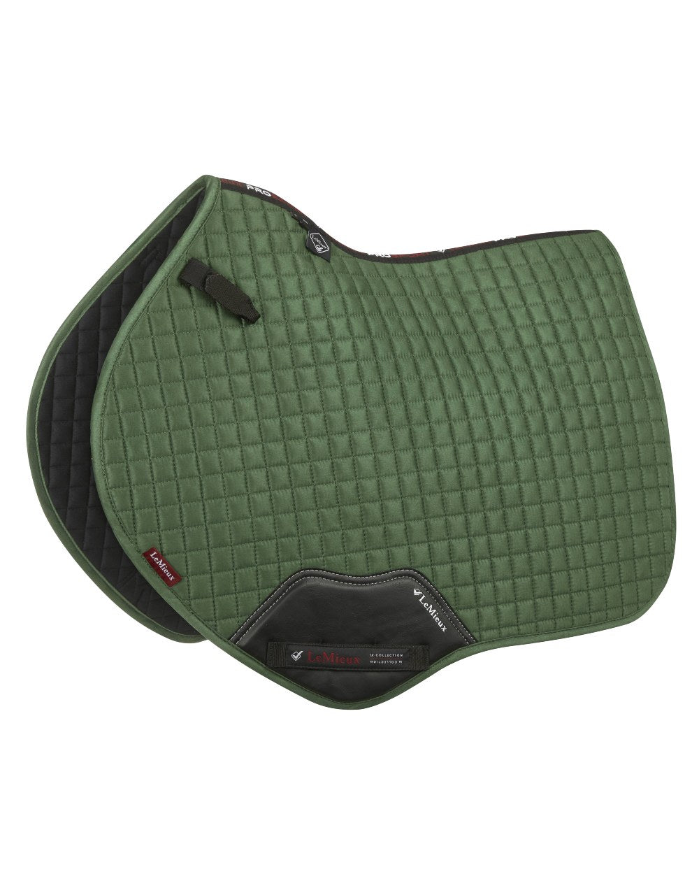 Hunter Green coloured LeMieux Suede Close Contact Squares on white background