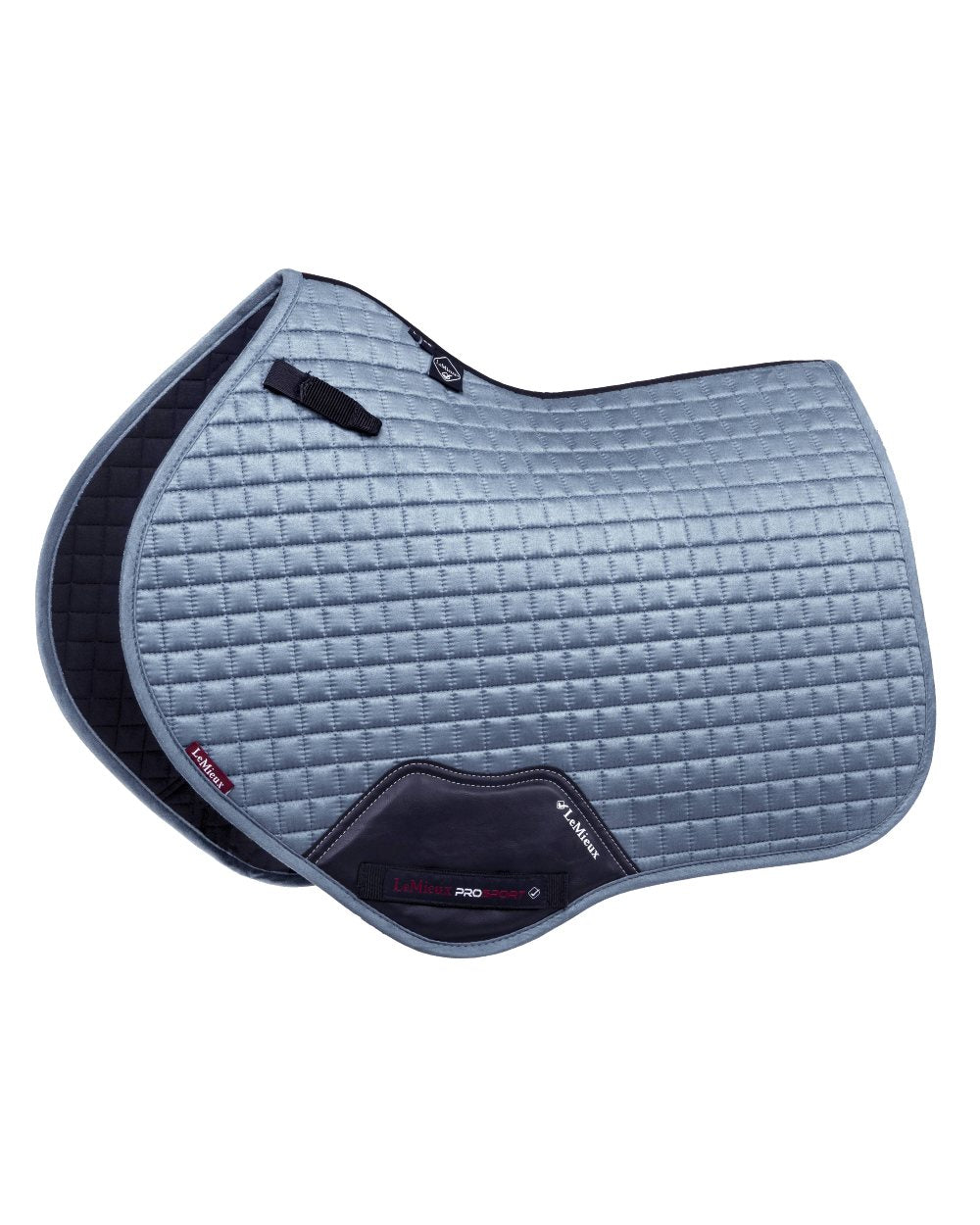 Ice Blue coloured LeMieux Suede Close Contact Squares on white background