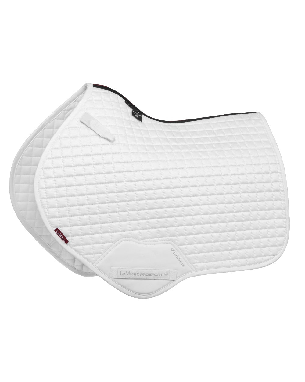 White coloured LeMieux Suede Close Contact Squares on white background