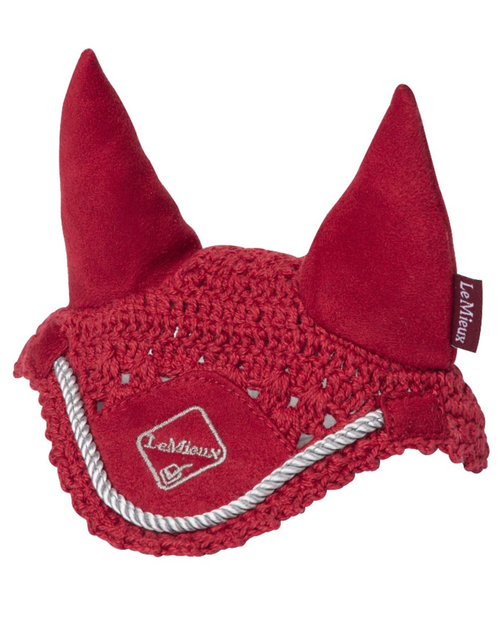 Chilli coloured LeMieux Toy Pony Fly Hood on white background