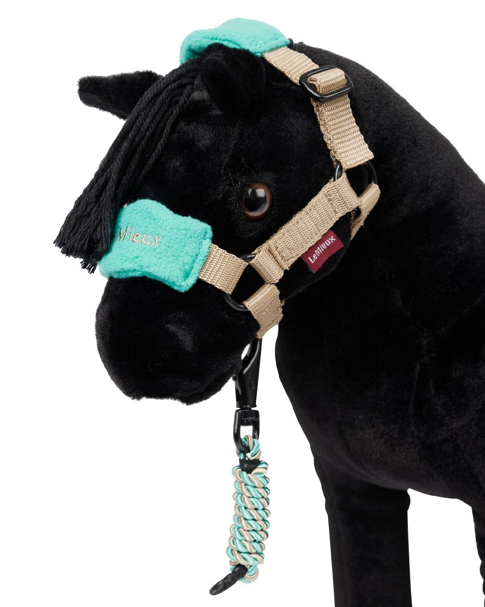 Azure coloured LeMieux Toy Pony Vogue Headcollar on white background