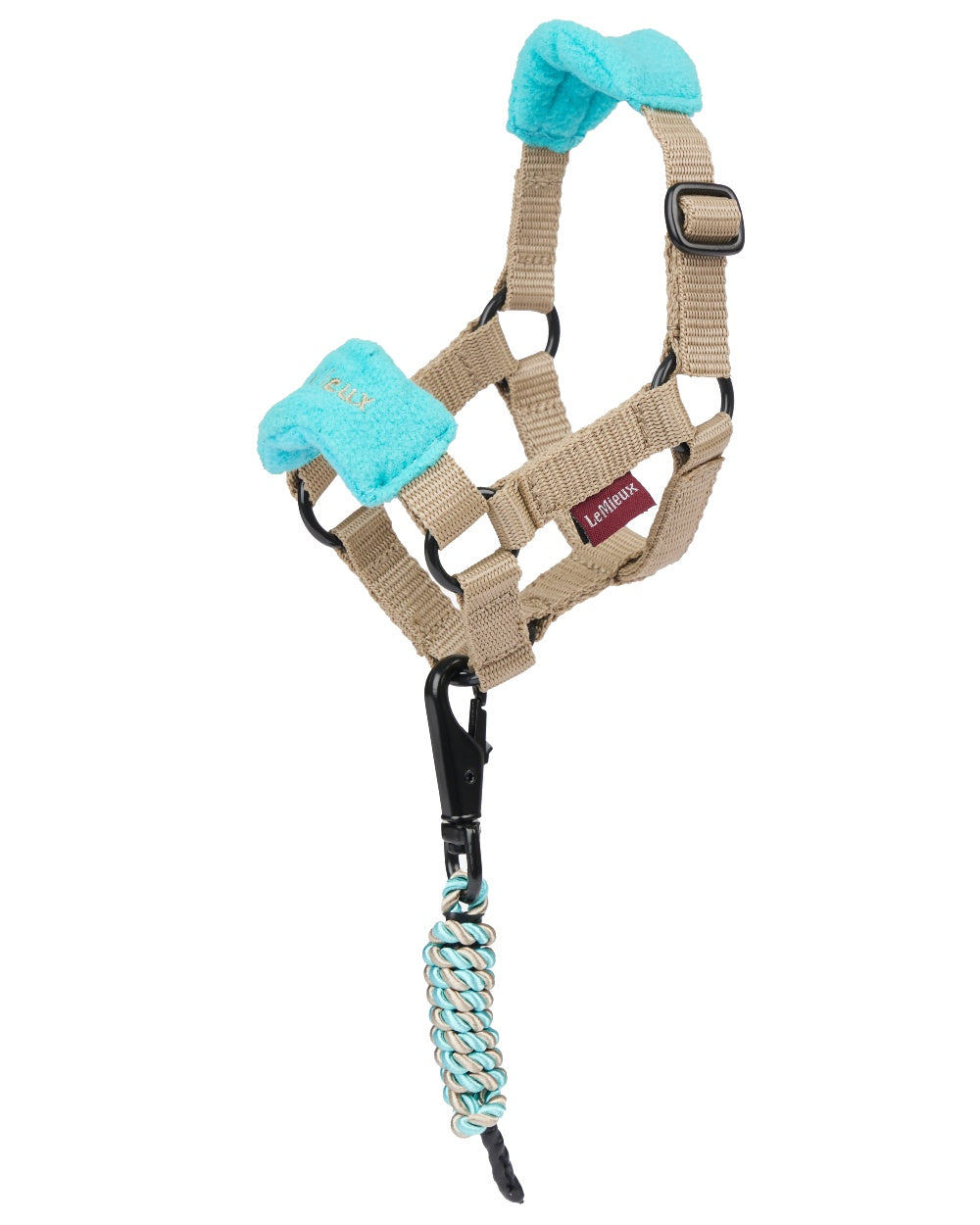 Azure coloured LeMieux Toy Pony Vogue Headcollar on white background