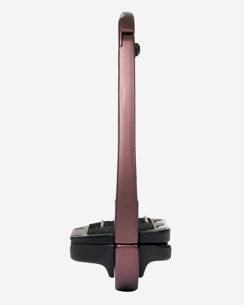 Auburn coloured LeMieux Vector Balance Stirrup on grey background