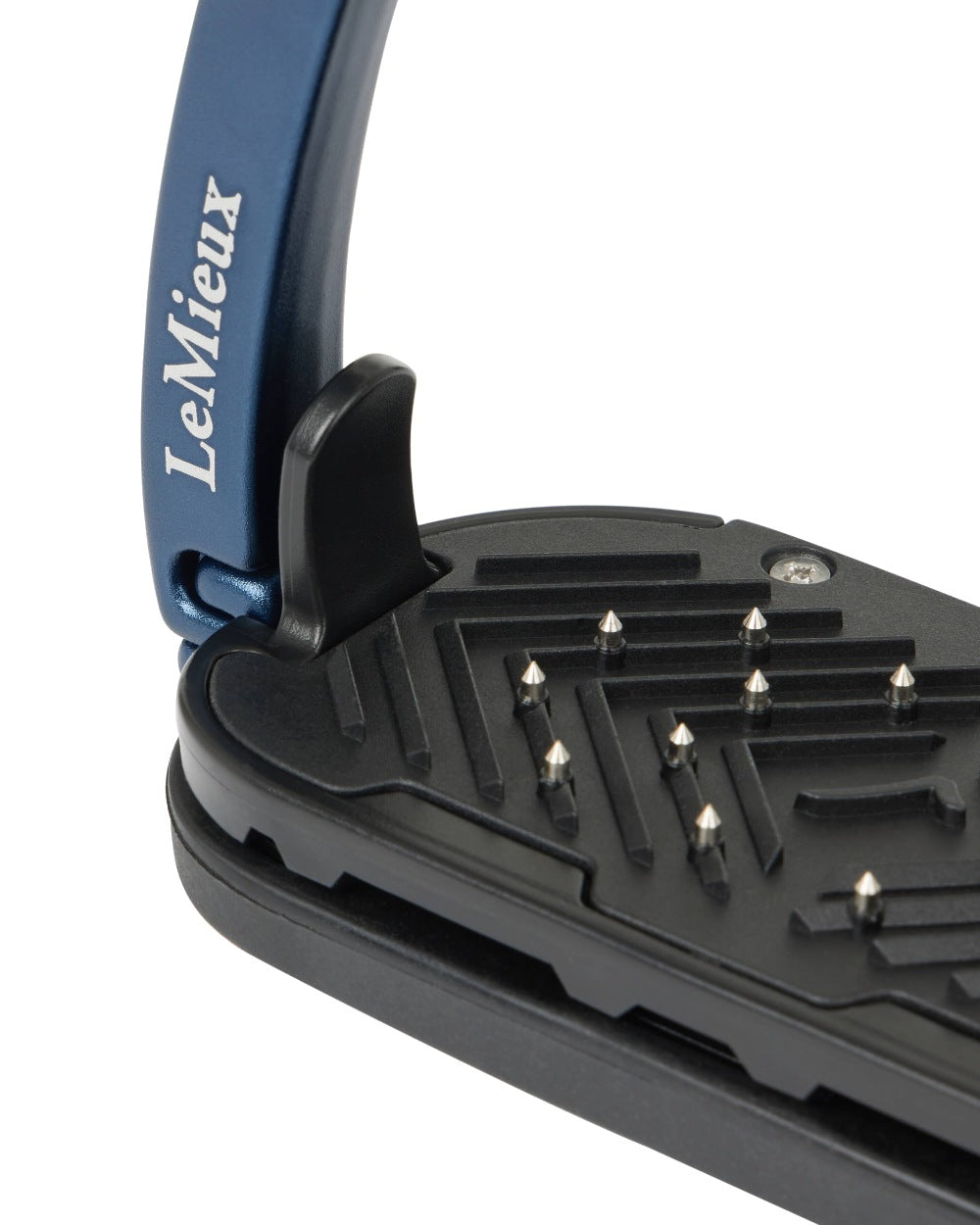 Navy coloured LeMieux Vector Balance Stirrup on white background